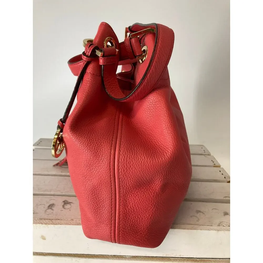 MICHAEL KORS, LARGE PINK PEBBLED LEATHER HANDBAG WITH TASSEL - Picture 5 of 16